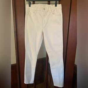 Mother The Looker Ankle Crop in Cream Cuffs